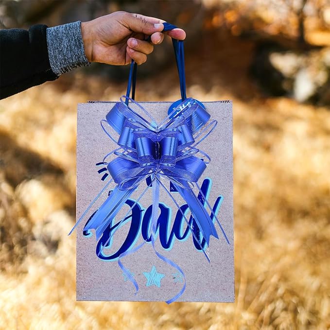 WEWILUCK Bows for Gift Basket - 15PCS Perfect Large Blue Gift Bows for Gift Wrapping, Pull Bows for Man Present Decoration Birthdays Holiday and More(Royal Blue, 6 inches)