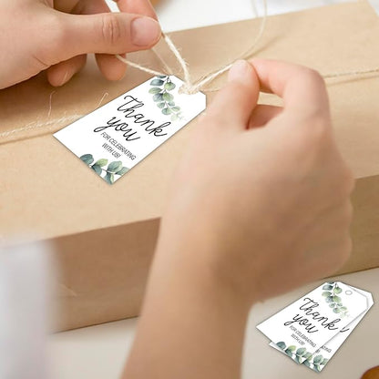 Thank You for Celebrating with Us Tag, 50 Pcs Thank You Paper Lables, 2x3 Inch Floral Gift Tags with String for Wedding Birthday Baby Shower Bridal Shower, Party Decoration-A04
