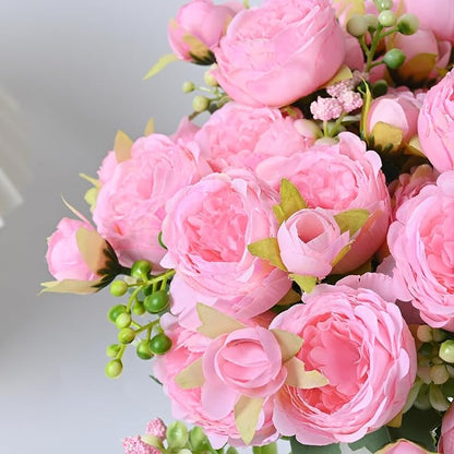 MARTINE MALL 4 Packs Peonies Artificial Flowers, Light Pink Artificial Peonies, Silk Peonies Flowers Fake Peonies Artificial Flowers Peonies Bouquet for Centerpiece Table Wedding Party Home Decor