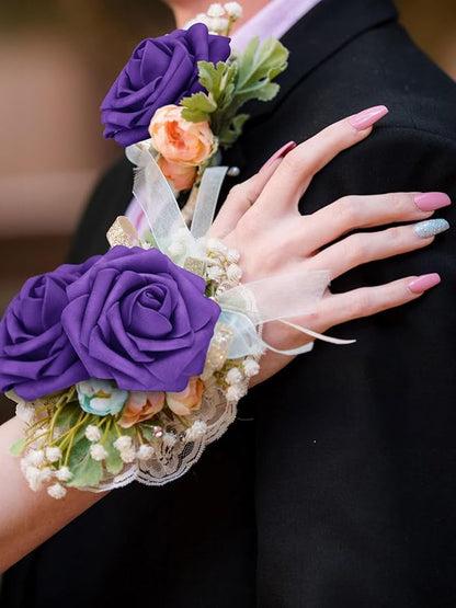 MACTING 60PCS Artificial Rose Flowers Real Touch Foam Flowers with Stem Fake Roses for DIY Wedding Bouquet Table Centerpieces Party Holiday Home Indoor Spring Valentines Day Decorations,Purple