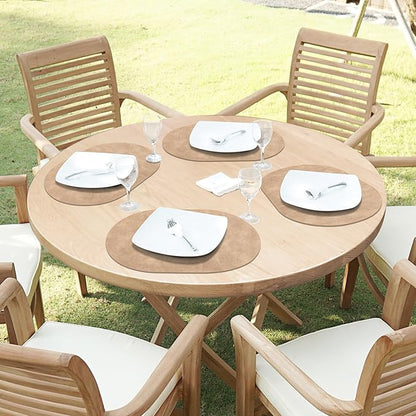 ADRIMER Placemats, Heat Resistant Oval Place Mats Set of 12 Washable 12 x 17 Inch, Waterproof Table Mats Set of 12, Wipeable Faux Leather Placemats for Kitchen, Dining Room, Apricot