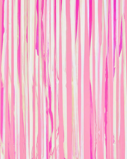 xo, Fetti Decorations Iridescent Fringe Foil Curtain - Set of 2 | Bachelorette Party Bridal Shower Backdrop, Wedding, Birthday Photo Booth