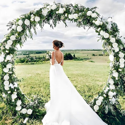 Jasion 50PCS Artificial Roses Realistic Velvet Silk Fake Flowers Long Stem Faux Flowers Bouquet for Wedding Home Party Table Centerpieces Decoration (White)