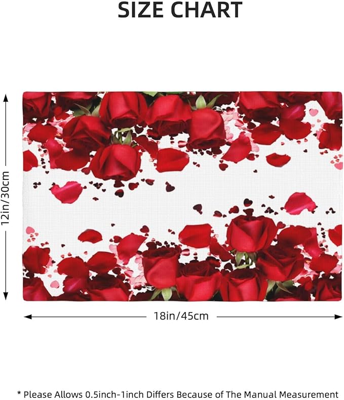 Rose Linen Table Placemats Set of 4 Romantic Red Flowers Place Mats for Home Party Kitchen Indoor Holiday Rustic Washable Heat Resistant Table Mats 12 x 18 Inch