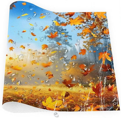 Forest Tree Fall Leaf Placemats Set of 6 PVC Vinyl Non Slip Table Mats Heat Resistant Place Mats Washable Wipeable Dining Table Mat for Kitchen Decor Party Indoor Outdoor Decorative Gift