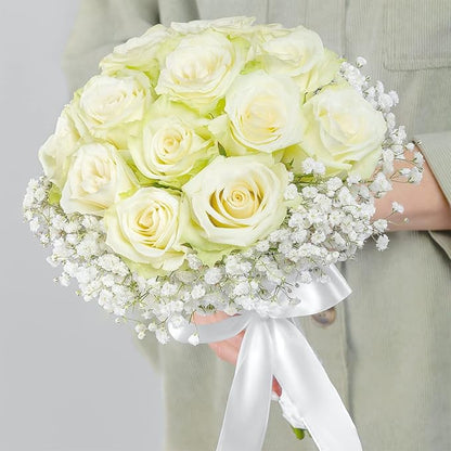 Yastouay Babys Breath Artificial Flowers, 12Pcs Fake White Babys Breath Flowers Artificial Bulk, Real Touch Faux Babies Breath Gypsophila Bouquet for Wedding Floral Arrangement Party Decor