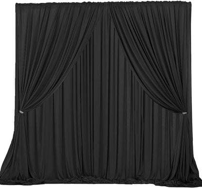 30x7ft Wrinkle Free Black Backdrop Curtain for Parties Soft Fabric Drapes Wedding Black Curtain Backdrop for Birthday Party Decorations Background for Photography 5x7ft, 6 Panels