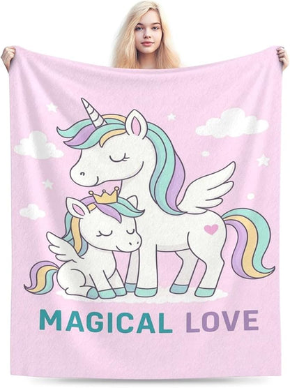 Unicorn Blanket Cute Unicorn Throw Blanket Magical Love Soft Cozy Fleece Fuzzy Stuffed Plush Flannel Animal Gifts for Girls Women Boys Kids Adults 50"X60"