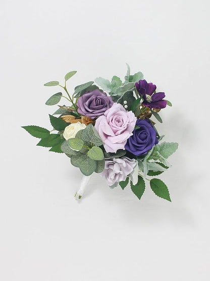 Rinlong 1Pc Purple Bridesmaids Bouquet Artificial Wedding Bouquets for Bridesmaid Silk Bouquet for Wedding Prom Homecoming