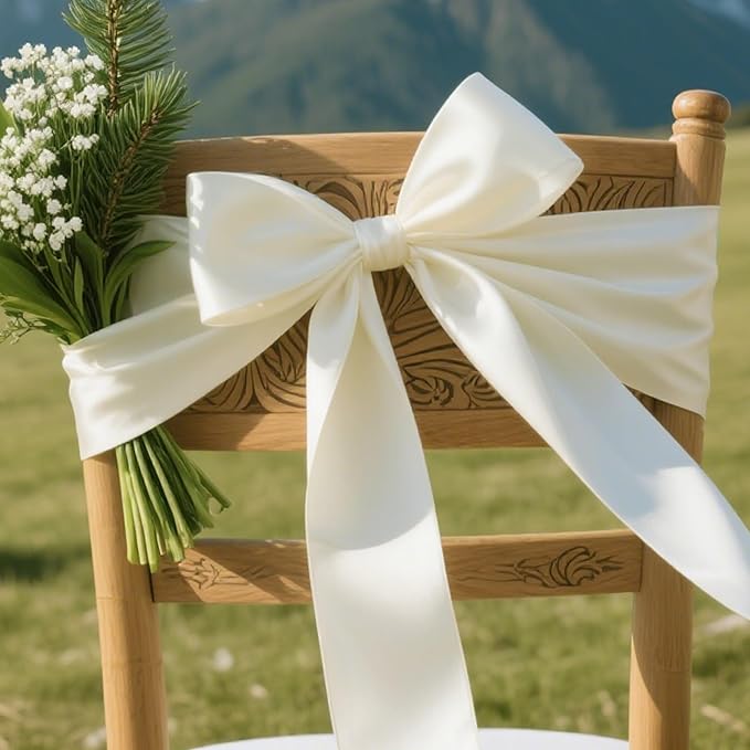 Off White Satin Ribbon 3 inch X 15 Yards Polyester Ribbon for Gift Wrapping Very Suitable for Weddings Party Hair Bow Invitation Decorations and More