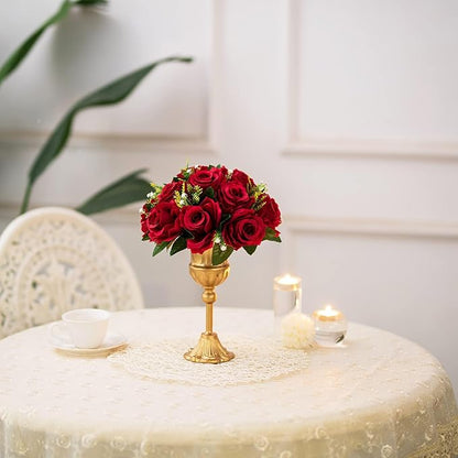BLOSMON Flower Balls Wedding Rose Centerpieces: 2 Pcs Crimson Fake Flowers Kissing Balls Decor Artificial Floral Arrangements Flower Bouquet of Roses Home Party Table DIY Decorations
