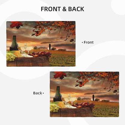 Wine Placemats Set of 4 Romantic Sunset White Wine Linen Placemat Indoor Outdoor Party Home Desktop Kitchen Dining Room Decoration 12x18 Inch