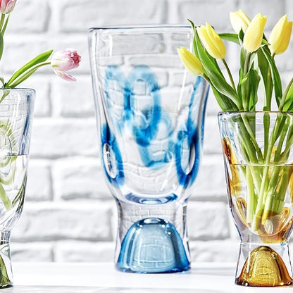 Two's Company Blue Marine Visions Art Glass Vase, Hand Blown Glass, 15-inches Height, Home Decor Accessories, HTY002