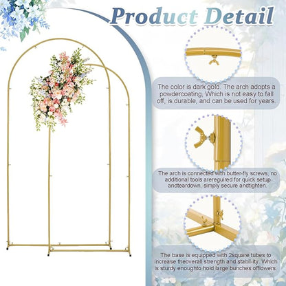 Arch Backdrop Stand and Cover Set,6.6FT, 6FT Wedding Arch Frame,Balloon Arch Stand for Birthday Party, Graduation,Ceremony,Baby Shower Decorations