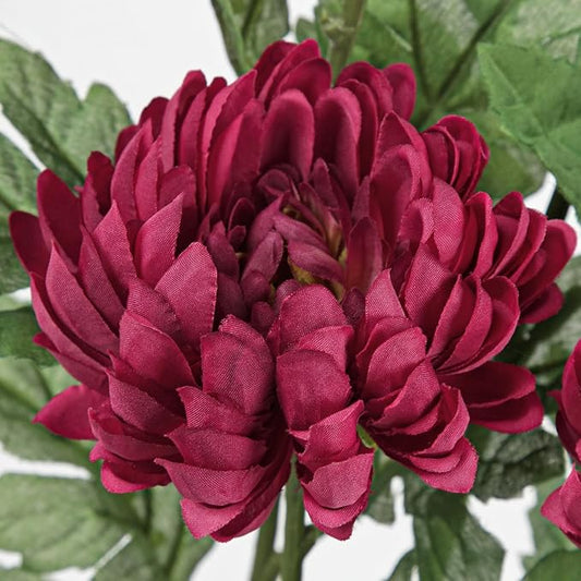 Hollyone 5Pcs Fake Mums Flowers Purple Artificial Chrysanthemum Flowers Silk Long Stem Floral Arrangements Bouquets Faux Spider Mum Flower Pincushion Flower Bush Spring Home Decor