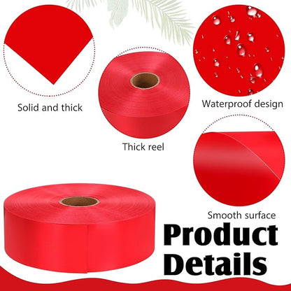 Syhood Outdoor Leaf Ribbon Floral Satin Ribbon for Crafts Aspidistra Waterproof Holiday Outdoor Decoration (4 Inch X 786 Yards,Red)