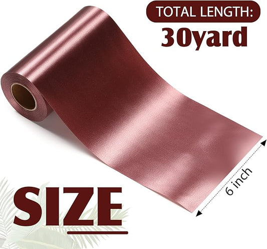 Syhood Outdoor Leaf Ribbon Floral Satin Ribbon for Crafts Aspidistra Waterproof Holiday Outdoor Decoration(6 Inch X 30 Yards,Brown)