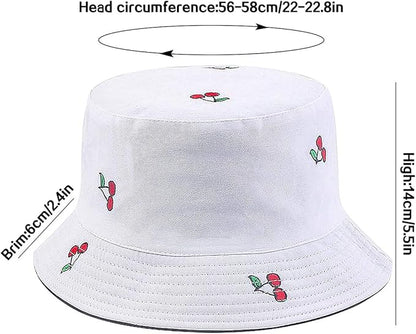 XYIYI Cute Bucket Hat Beach Fisherman Hats for Women, Reversible Double-Side-Wear