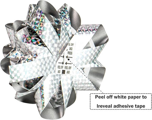 WRAPAHOLIC 16 Pcs Gift Bows Assortment - 14 Multi Colored Assorted Size Gift Bows(Purple, Silver, Blue), 2 Crimped Curling Ribbons, Perfect for Holiday, Party