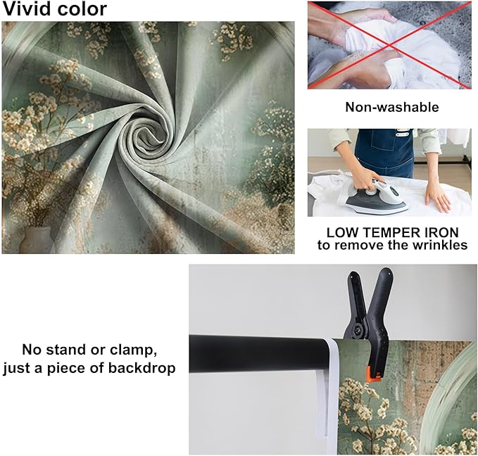 Baocicco 9x6ft Vintage Flower Wall Backdrops for Photography Mint Green Ancient Background Cloth Victoria Floral Bridal Shower Honeymoon Travel Vocation Props Wedding Engagement Party Banner Props