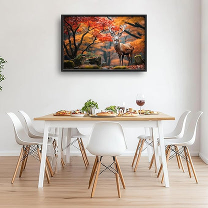 Framed Large Pictures Wall Art for Living Room, Forest Deer Oversized Wall Decor Elk Animal Canvas Print Painting Modern Extra Large Framed Artwork for Bedroom Office 36"x24"