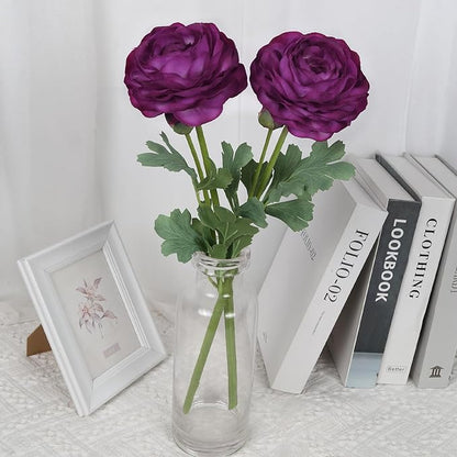 Ranunculus Artificial Flowers,6PCS Real Touch Flowers Bulk Purple Ranunculus Faux Flowers for DIY Wedding Bouquet Party Table Home Decor(Purple)