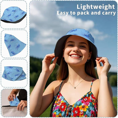 Bucket Hat for Women Men Unisex Sun Cap Packable Outdoor Fisherman Hat Headwear,Reversible Double-Side-Wear