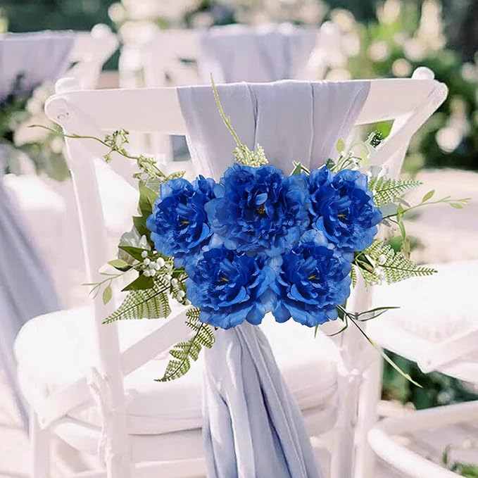 20pcs 5" Artificial Flower Peonies, Silk Peonies with 6" Stems, Flowers Suitable for Wedding Bouquets, Home Party Decoration (Dark Blue)