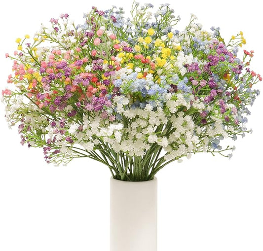 DEEMEI 15 PCS Babys Breath Artificial Flowers Fake Babys Breath Flowers Artificial Bulk Gypsophila Bouquets Real Touch Faux Flowers for Wedding Floral Arrangement Party Home Decoration