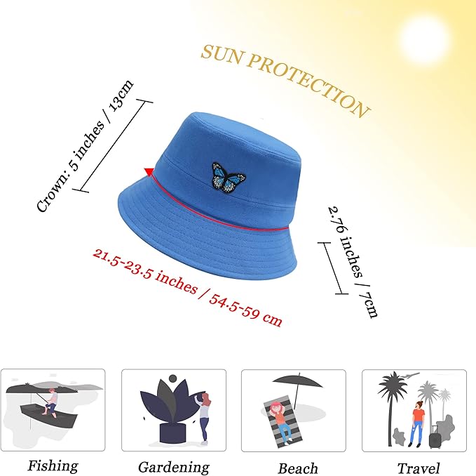ZLYC Unisex Fashion Embroidered Bucket Hat Summer Fisherman Cap for Men Women