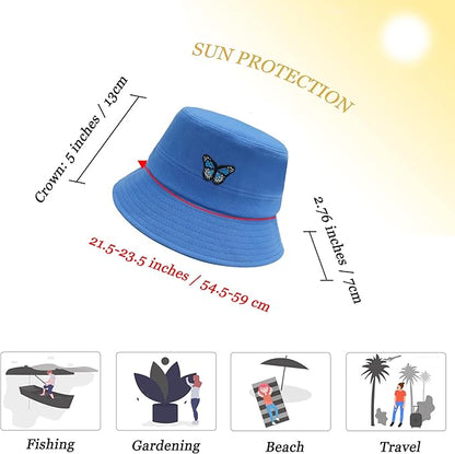 ZLYC Unisex Fashion Embroidered Bucket Hat Summer Fisherman Cap for Men Women