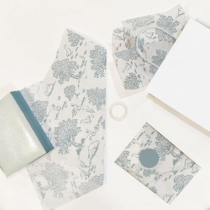 Pro Supply Global Blue Toile Printed Tissue Paper for Gift Bags or Boxes and Wrapping - Bulk Decorative Art Tissue Paper for Packaging and Gifting | 24 Sheets 20" x 30"