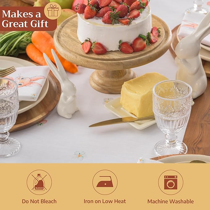 Maison d'Hermine Table runner 100% Cotton Double Layer Table Runners 72 inches long Decorative for Home Kitchen Dining Party Baby Shower Wedding Bridal Shower Spring Summer (Bunny Party, 14.50" x 72")