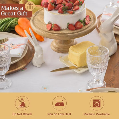 Maison d'Hermine Table Runner 100% Cotton Double Layer Table Runners 108 inches Long Decorative for Home Kitchen Dining Party Baby Shower Wedding Bridal Shower Spring Summer (Bunny Party,14.50"x108")