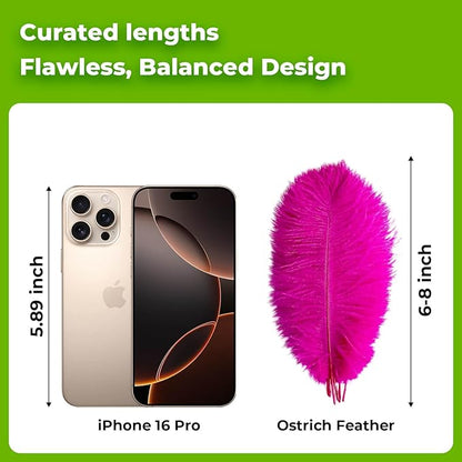 Piokio 20 pcs Fuchsia Ostrich Feather Plumes 6-8 inch(15-20 cm) Bulk for DIY Handmade Artwork and DIY Clothes, Feather Pens, Dream Catcher, Table Decoration.