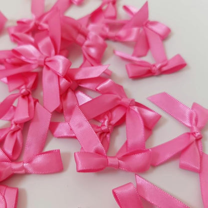 50pcs 1-1/2" Mini Hot Pink Satin Ribbon Bows Without Twist Ties for Crafts Gift Wrapping Packing Christmas Decoration (Hot.Pink)