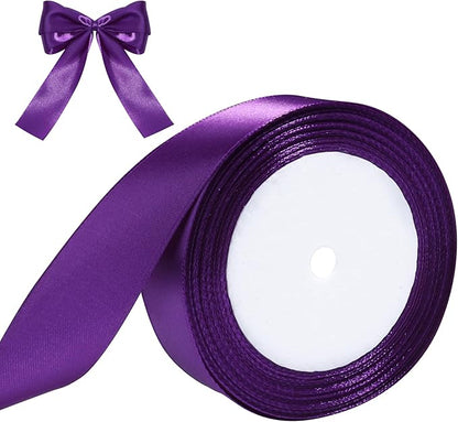 Purple Ribbon for Gift Wrapping, 1 inch Polyester Satin Hair Ribbons for Flower Bouquet, Weeding Decoration, Baby Shower, Crafts Bows Fabric Christmas Ribbon 25 Yards