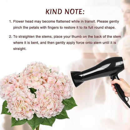 Light Pink Hydrangea Artificial Flowers Large Artificial Hydrangeas Silk Flowers for Home Decor Indoor Wedding Flowers Bouquets Faux Flowers Kitchen Centerpiece Table Decorations