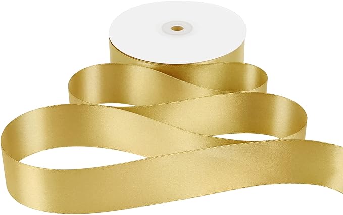 MEEDEE Gold Satin Ribbon 1-1/2 Inch Gold Ribbon Lux Double Faced Satin Ribbons by 50 Yards Polyester Satin Ribbons for Crafts, DIY Crafts, Wedding, Flower Bouquet, Holiday Decorating