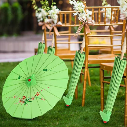 33" Green Flower Silk Cloth Decoration Handmade Parasol Umbrella Chinese Japanese Asian DIY Art Dance Classical Umbrella for Wedding Parties Photography Costumes Cosplay (Green)