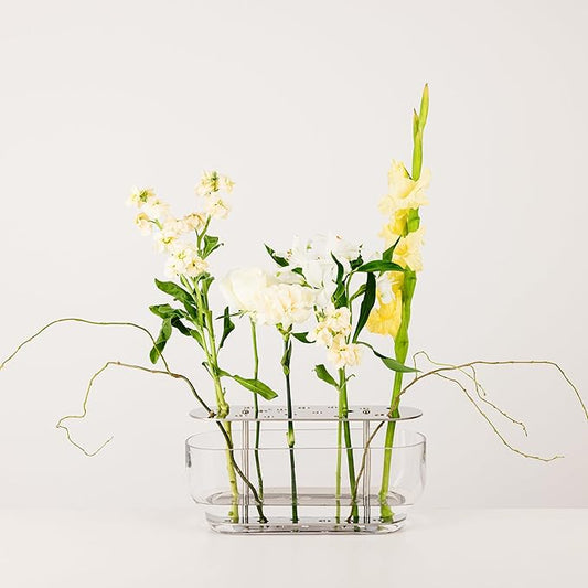 Ikebana Vase – Long Large, Stainless Steel Stand, Luxury Modern Decorative Vase for Home, Table Centerpiece, Office