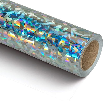 RUSPEPA Silver Geometric Pattern Colorful Metallic Wrapping Paper-81.5 Sq Ft-Solid Color Paper Perfect for Party, Wedding, Birthday, Christmas, Baby Show -30Inch X 32.8Feet