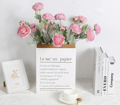 IPOPU Pink Peonies Artificial Flowers 6pcs Pink Artificial Ranunculus Flowers18Heads Pink Silk Peonies with Stems Real Look for Spring Decorations Floral Arrangements Home Table Centerpiece