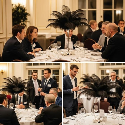 Lamar 100 Pcs Black Ostrich Feathers 14-16'' 12-14'' 10-12'' 8-10'' Bulk for Wedding Centerpieces, Event Decor, Floral Arrangement, Home Decor (Black)