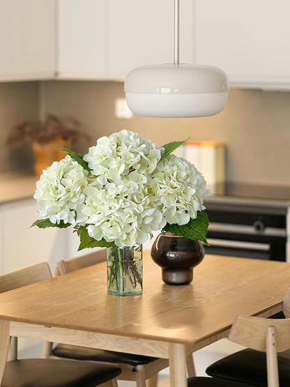 4 Pcs Real Touch Hydrangeas White Artificial Hydrangeas Flowers Real-Looking Faux Latex Hydrangea for Kitchen Living Room Porch Home Decor Baby Shower Party Wedding Table Centerpiece