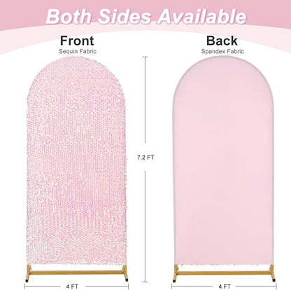 White Iridescent Wedding Arch Cover: 7.2FT Sequin Backdrop Sparkly Backdrops for Birthday Party Ceremony Baby Shower Banquet Decoration