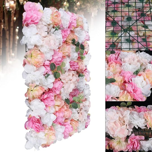 Artificial Flower Wall Backdrop Panels, 12Pcs Wedding Wall DIY 3D Floral Panels, Flower Panels for Wall, Floral Background Mat for Birthday Party Shop Fhoto Backdrops Home Decor, 15.75x23.62 inch