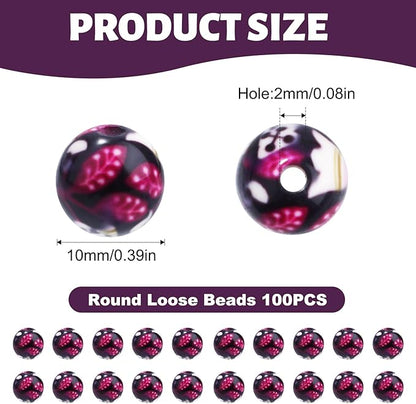 100 PCS 10mm Resin Beads Bulk for Bracelet Making Kit, Colorful Round Loose Beads for Jewelry Earring Necklace Rings Art Craft DIY Projects