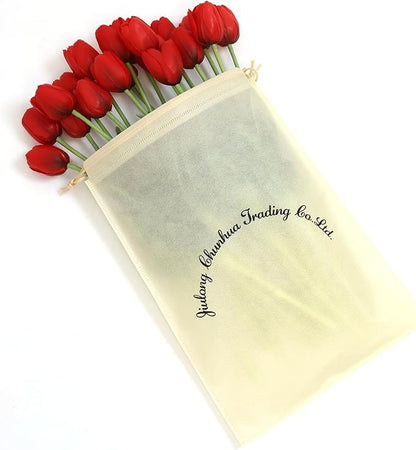 20 Artificial Tulips in Fluted Glass Vase, Waterproof Faux Flowers Bouquet for Wedding Home Office Decor, Table Centerpiece, Housewarming Birthday Gift Set (Red)