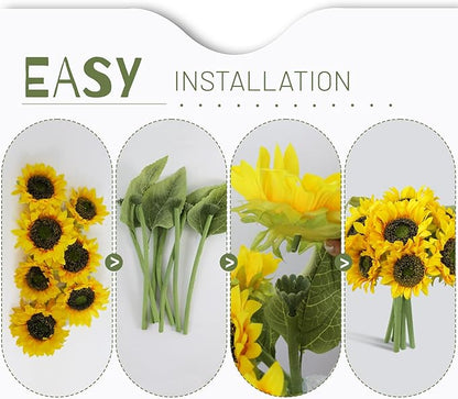 Sunflowers Artificial Flowers,7 Pcs Fake Sunflowers with Stems,Artificial Sunflower Bouquet for Sunflower Decor,Kitchen Decor,Silk Flowers for Home Decor Indoor,Flower Centerpieces for Tables